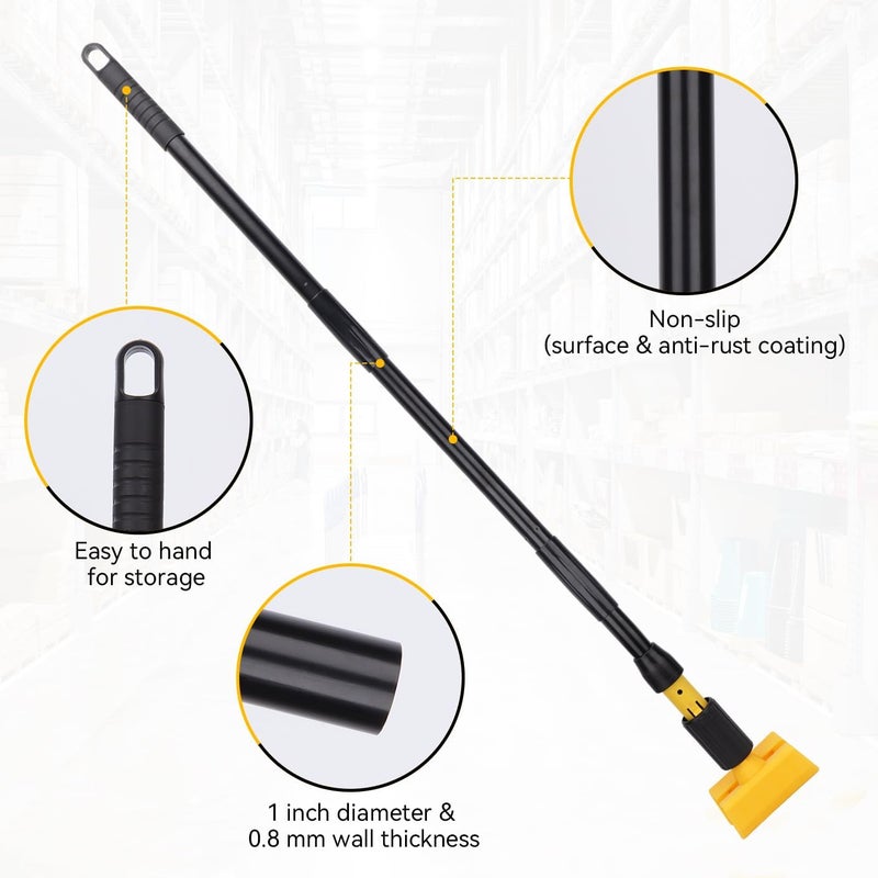 BeiLan Mop Handle Commercial Heavy Duty - 57 Inch Industrial Metal Mop Stick with Jaw Clamp Replacement for Floor Cleaning - Professional Gripper Mops Head Replacement Holder - Image 2